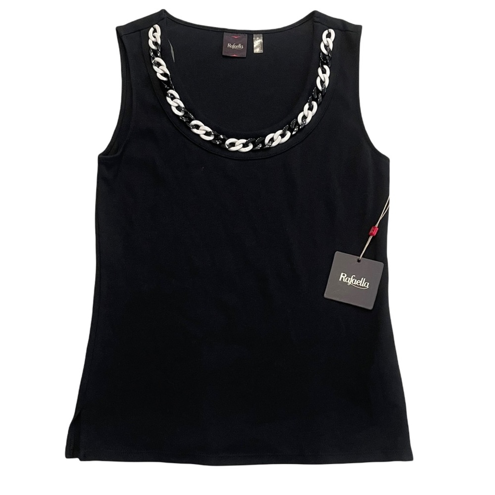 NWT RAFAELLA Classy Black Scoop Neck Sleeveless Sweater Tank Top Size S